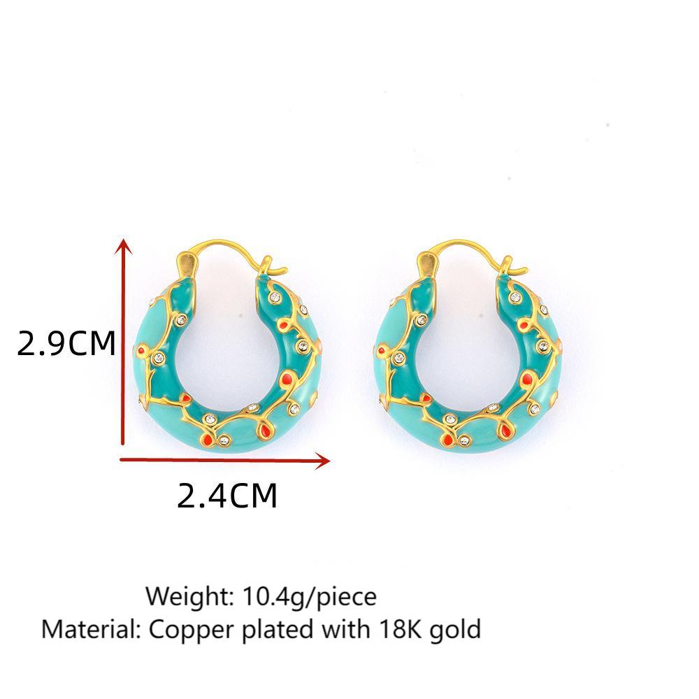 Retro high-end thorn colored enamel earrings, niche personality, fashionable and light luxury ear clips