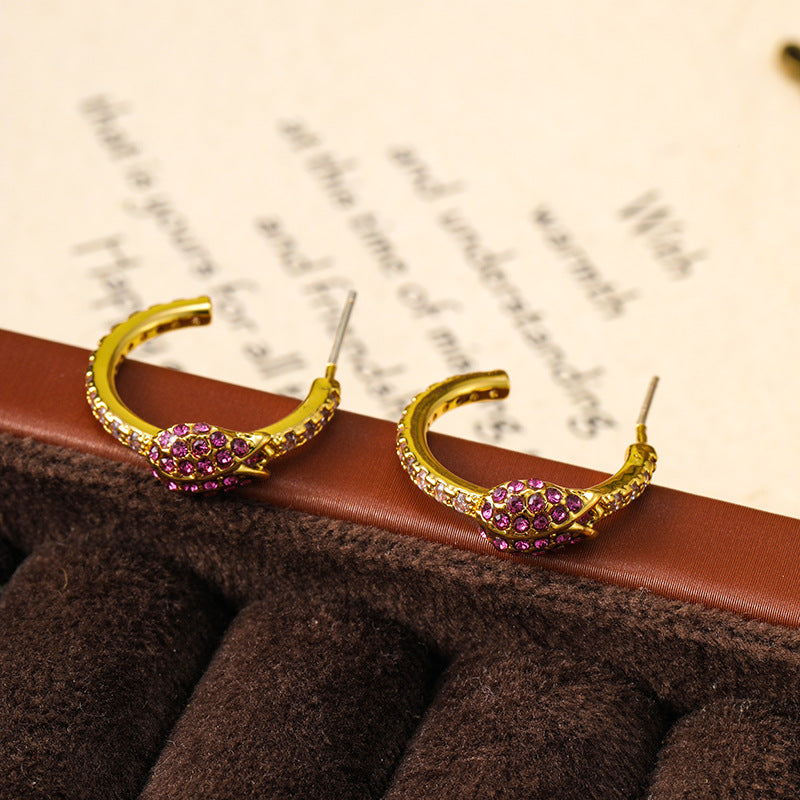 Original exquisite vintage oval spiral zircon earrings for women, niche design, high-end earrings silver needle