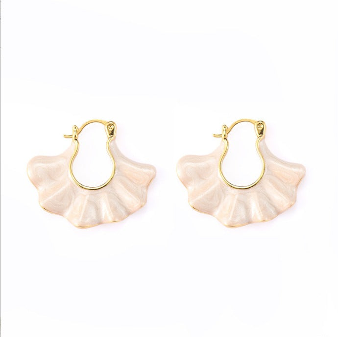 New handbag-shaped wave-patterned enamel earrings