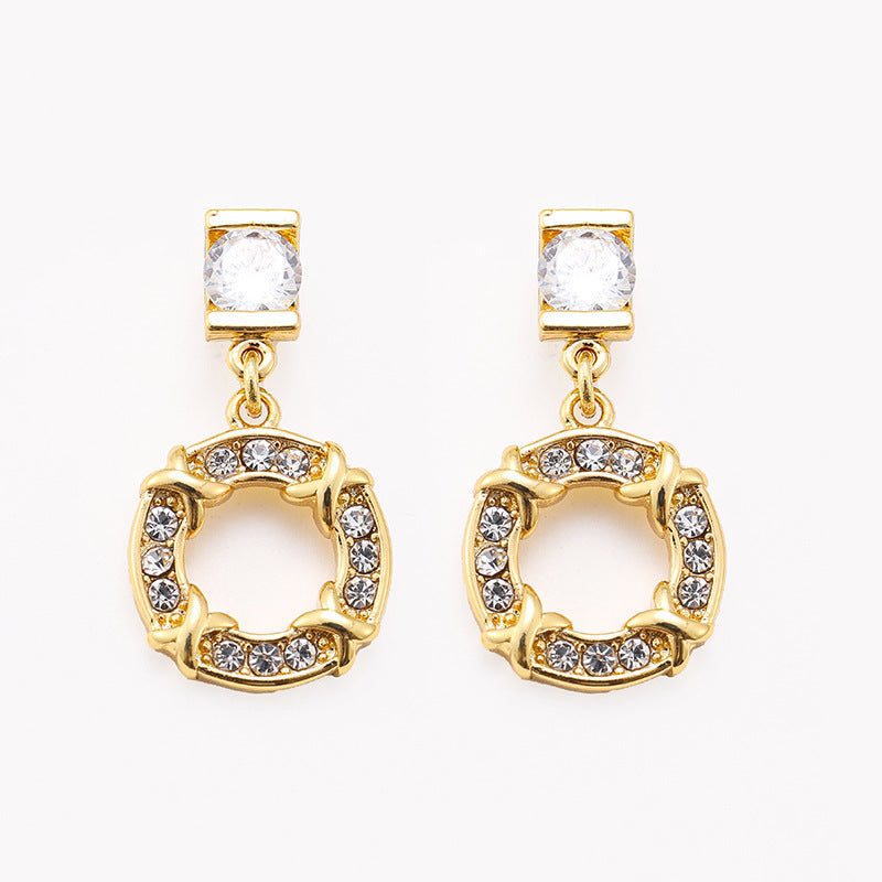 Individuality cool style zircon earrings for women, niche design, temperament earrings, holiday style earrings