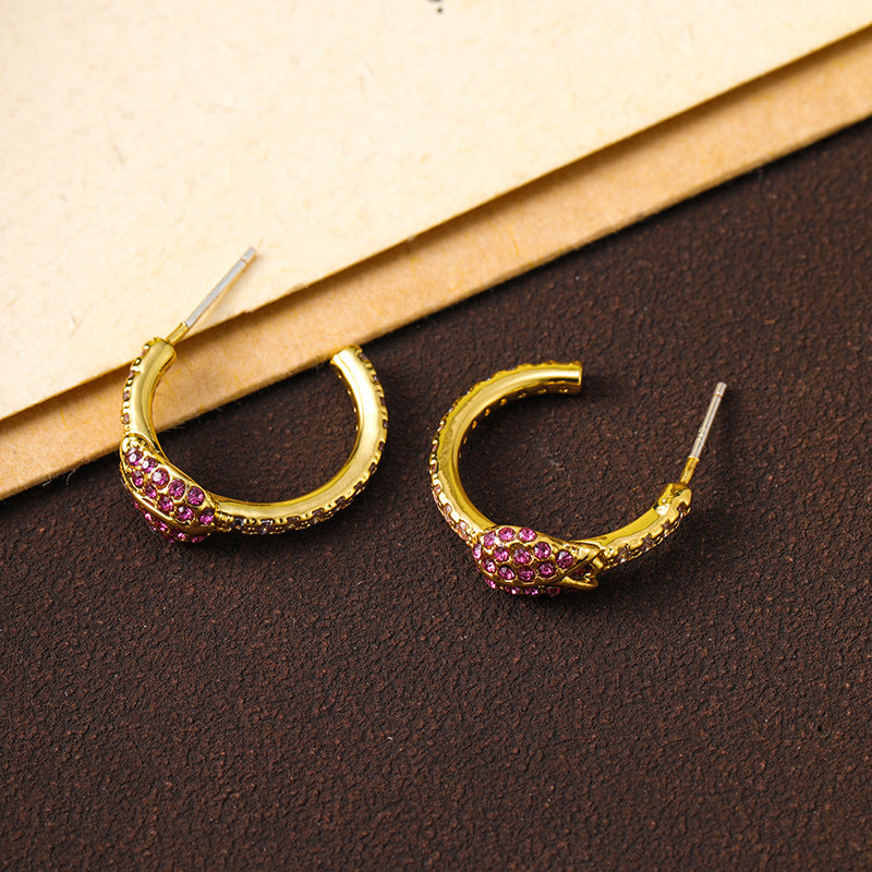 Original exquisite vintage oval spiral zircon earrings for women, niche design, high-end earrings silver needle