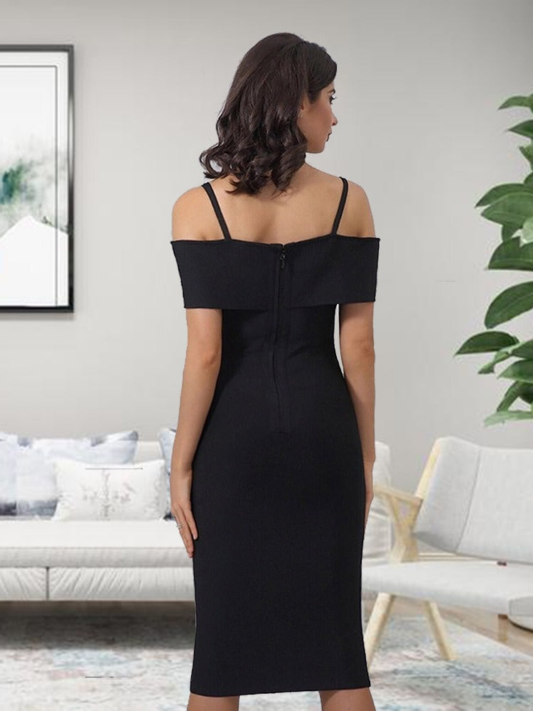 Suspender Bandage Dress One-shoulder Spaghetti Strap Sexy Backless Dress Banquet Evening Dress