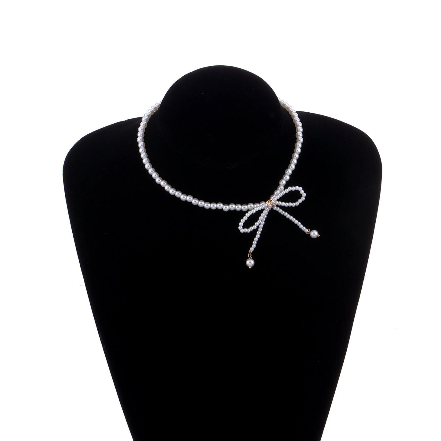Trendy necklace full of pearls and tassels, diamond bow super fairy clavicle chain