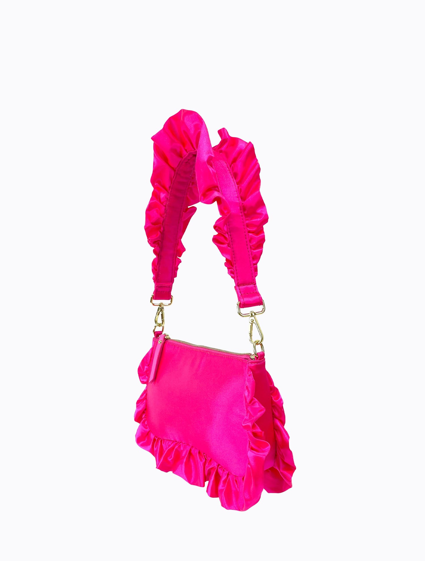 Frilled Satin Bag - Hot Pink