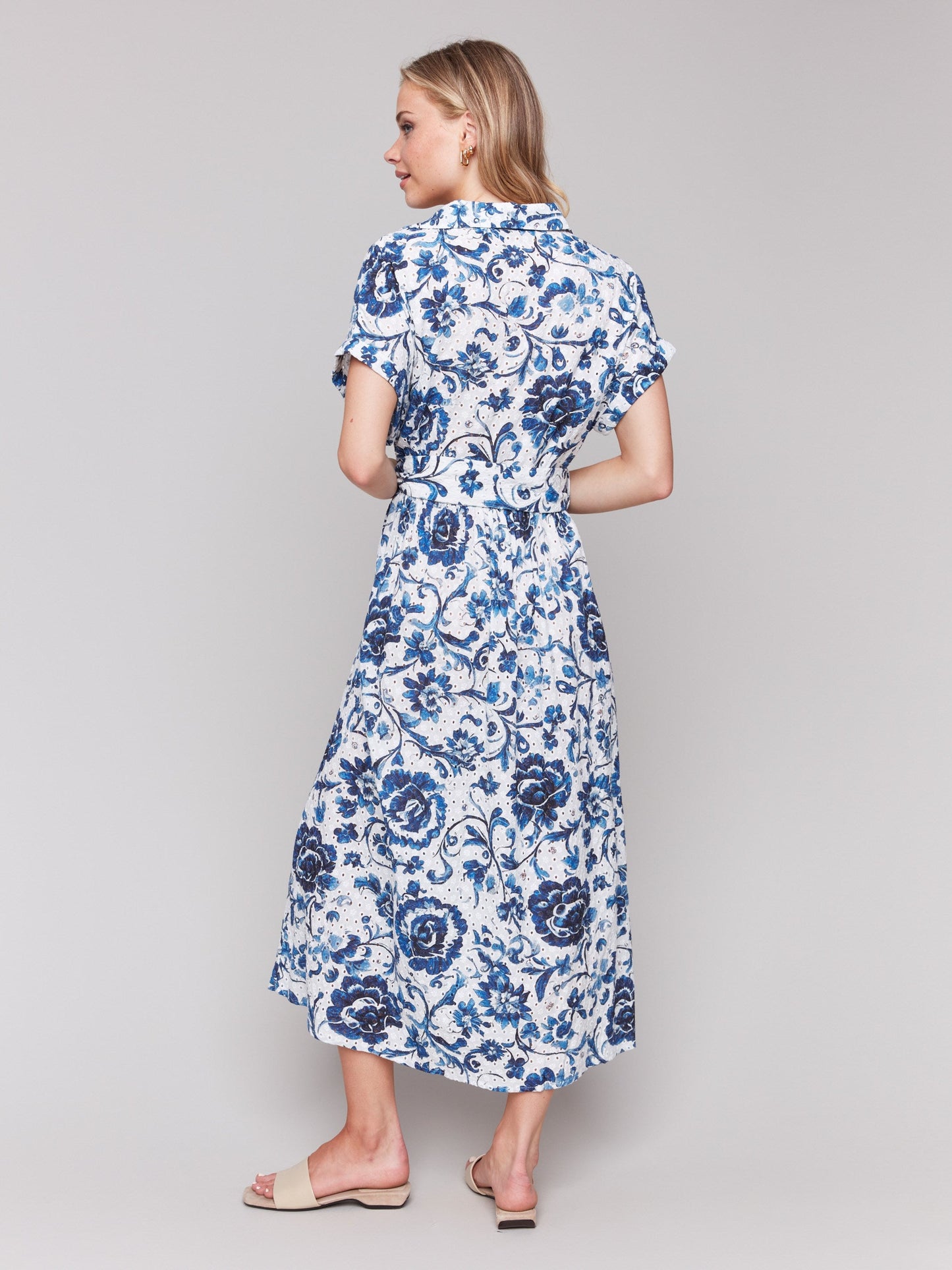 Floral Print Cotton Maxi Dress - Delphinium