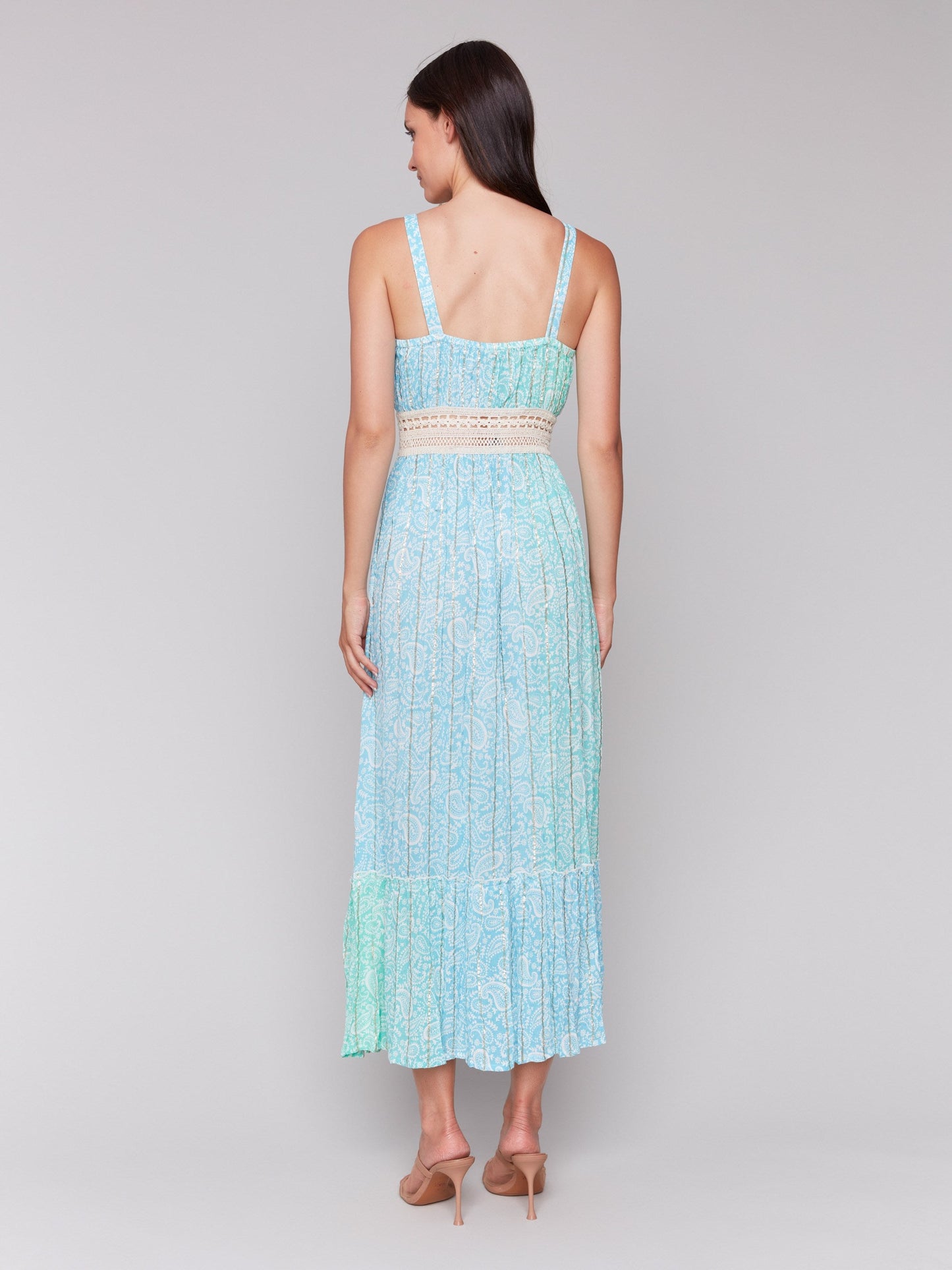 Foil Ombre Tiered Maxi Dress - Lagoon