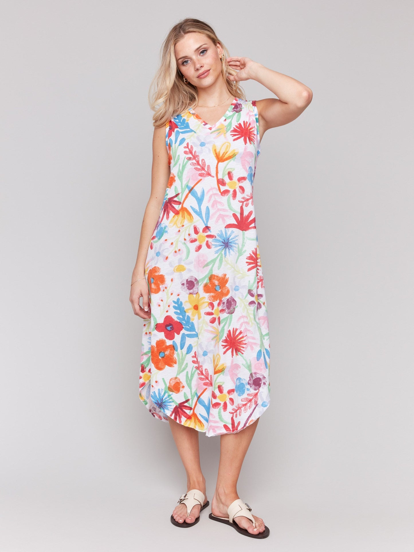 Printed Sleeveless Cotton Dress - Wildflowers