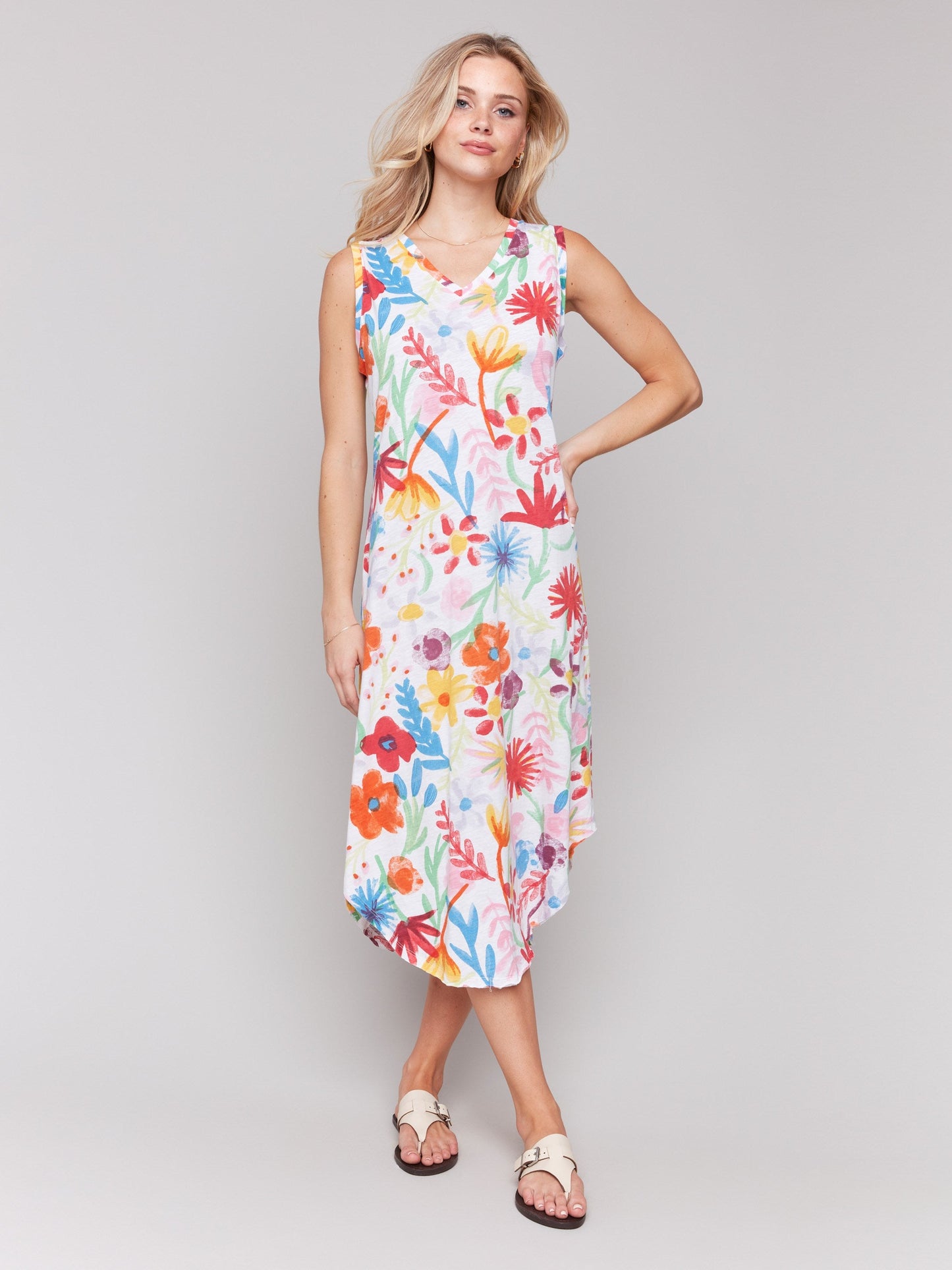 Printed Sleeveless Cotton Dress - Wildflowers