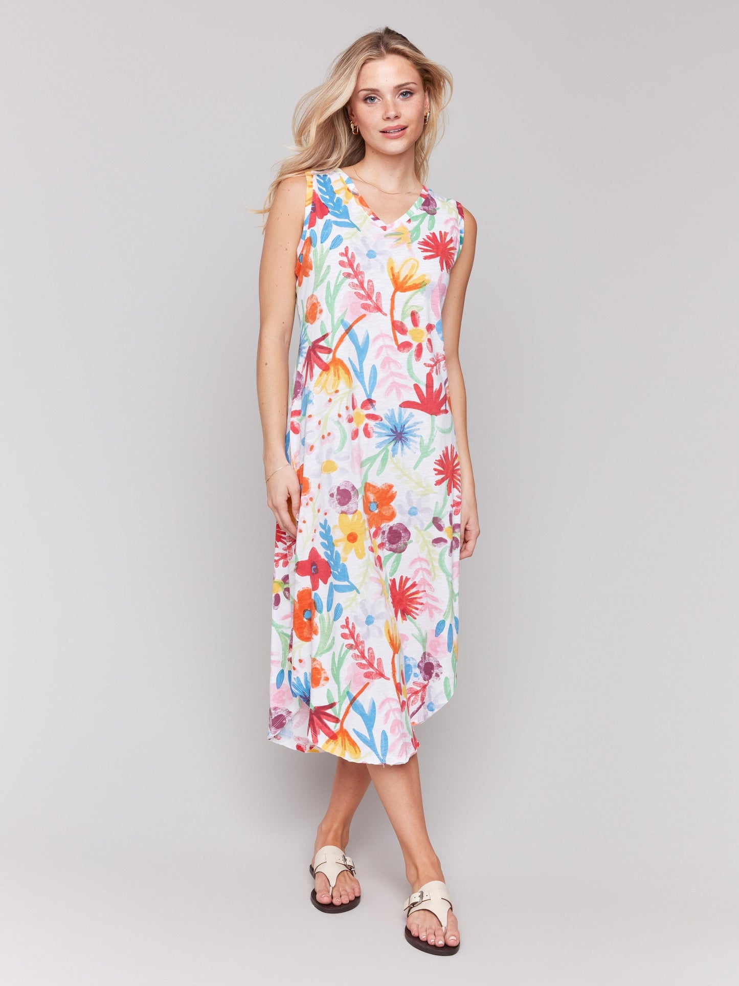 Printed Sleeveless Cotton Dress - Wildflowers