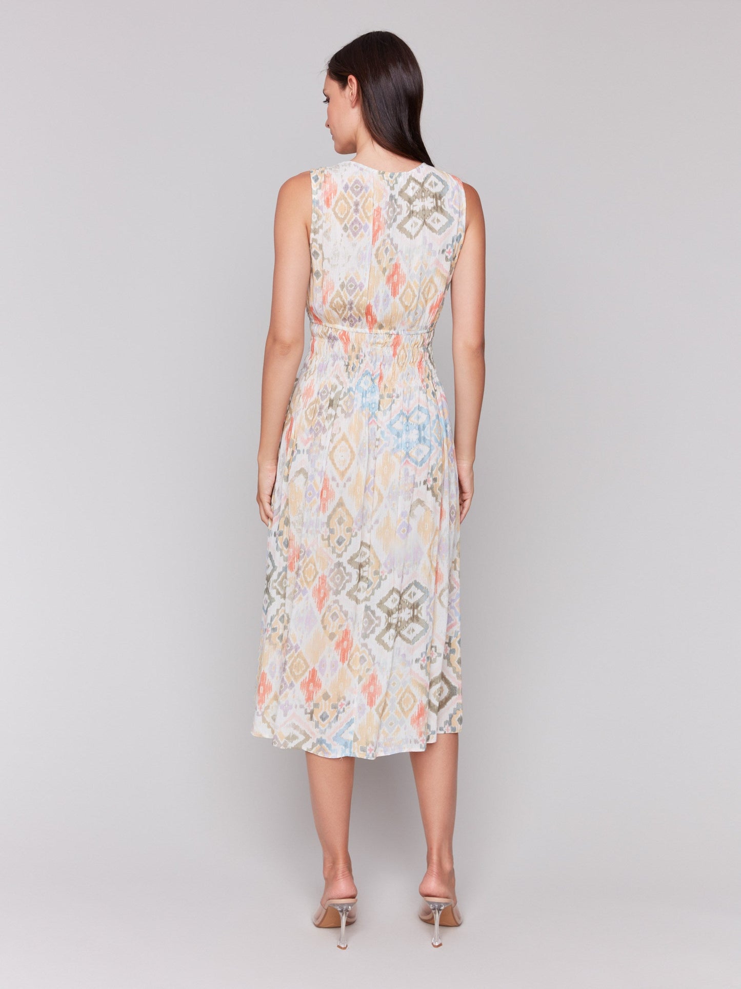 Printed Sleeveless Empire Waist Dress - Lemonade