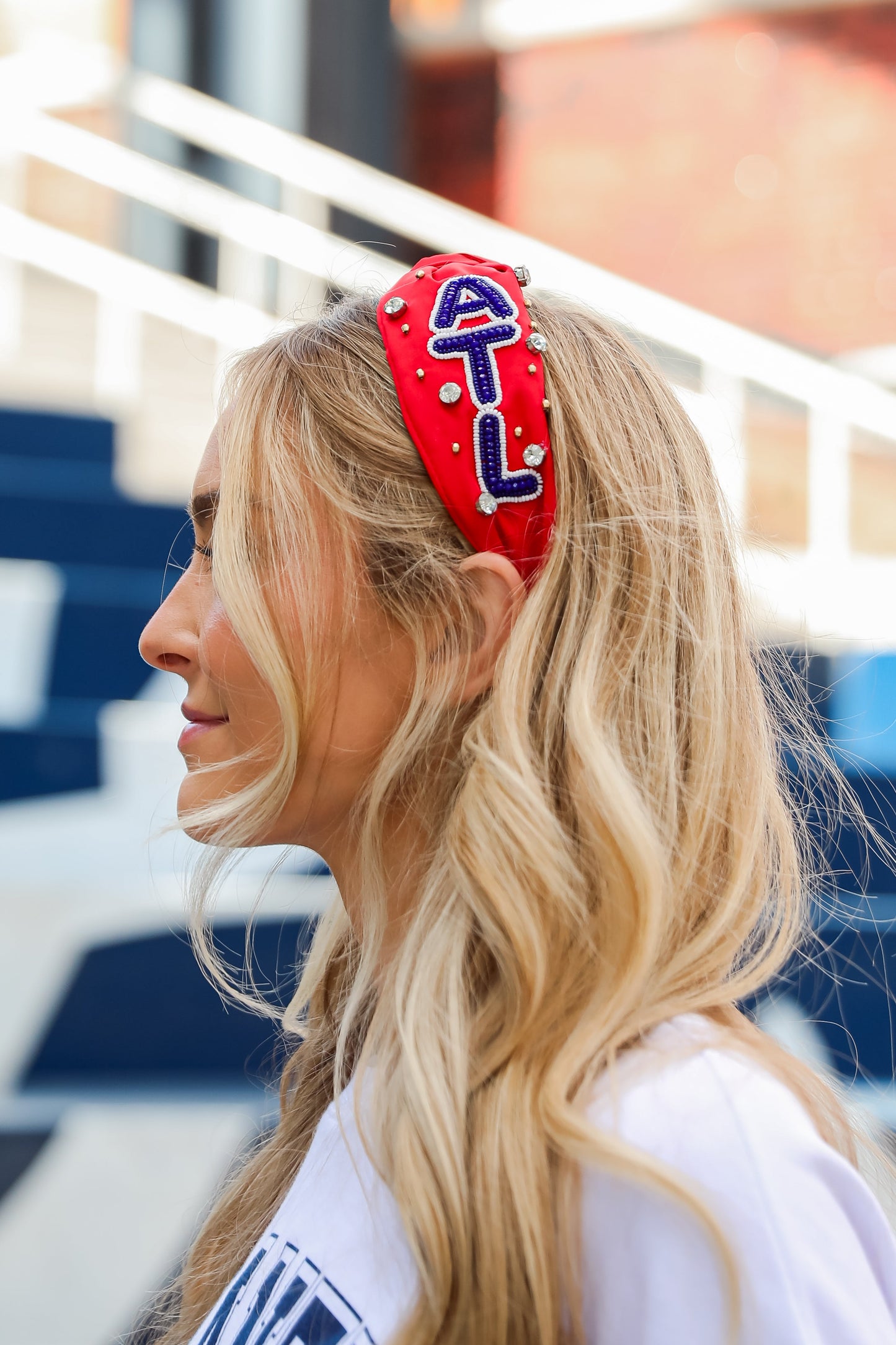 Red ATL Beaded Knotted Headband