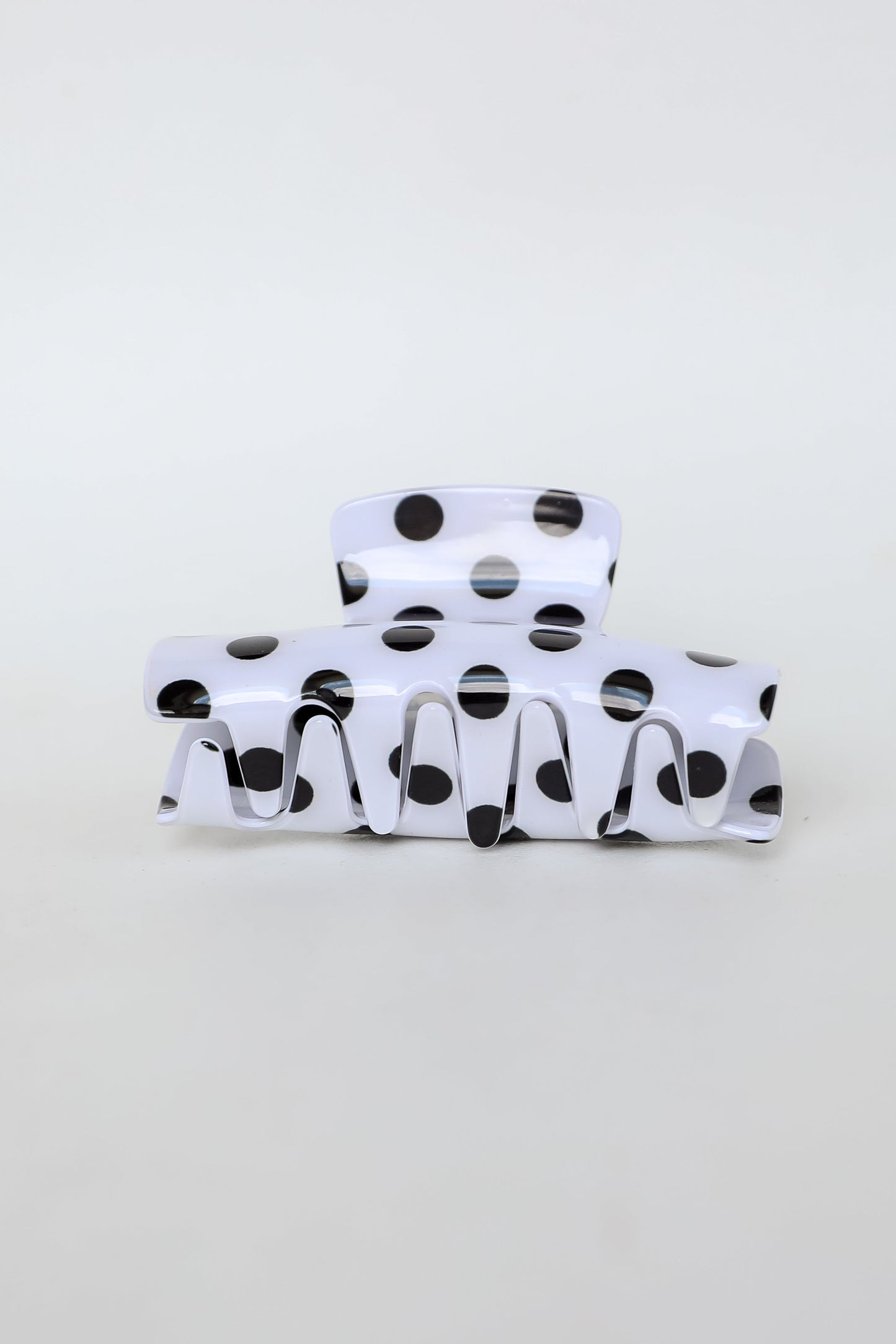 Sincerely Cute White Acrylic Polka Dot Claw Hair Clip
