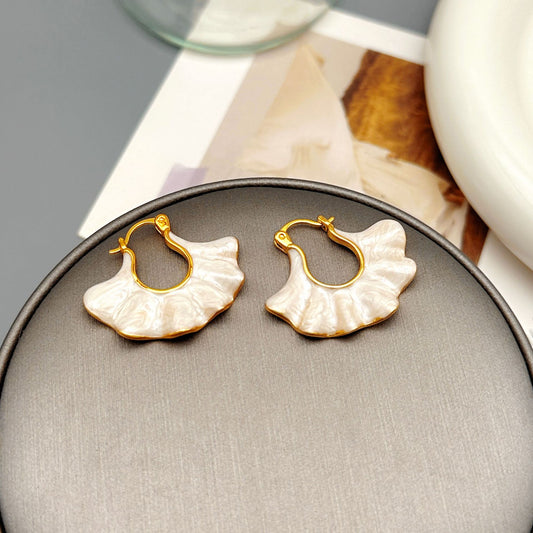 New handbag-shaped wave-patterned enamel earrings