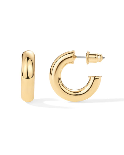 PAVOI 14K Gold Plated Lightweight Chunky Open Hoops for Women | Trendy Gold Hoop Earrings