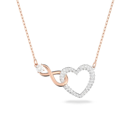 Infinity Heart Jewelry Collection, Necklaces and Bracelets, Rose Gold & Rhodium Tone Finish, Clear Crystals