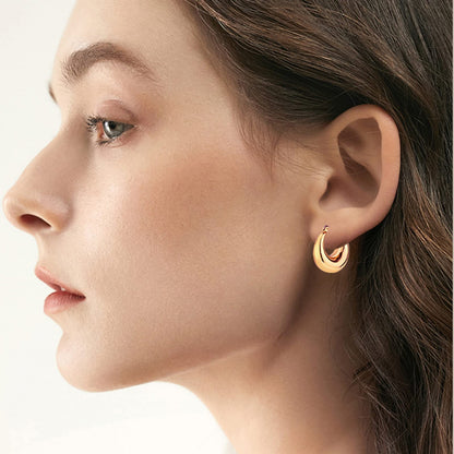 14K Gold Hoop Earrings for Women Lightweight Chunky Hoop Earrings Multipack Hypoallergenic, Thick Open Twisted Huggie Hoops Earring Set Jewelry for Gifts.
