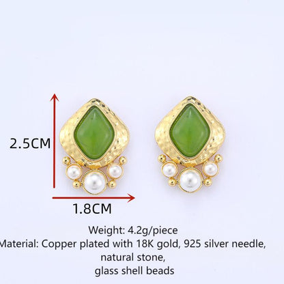 Retro light luxury exquisite earrings pearl earrings silver needle women niche high-end fashion temperament earrings