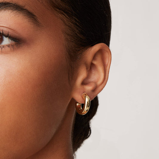 PAVOI 14K Gold Plated Lightweight Chunky Open Hoops for Women | Trendy Gold Hoop Earrings