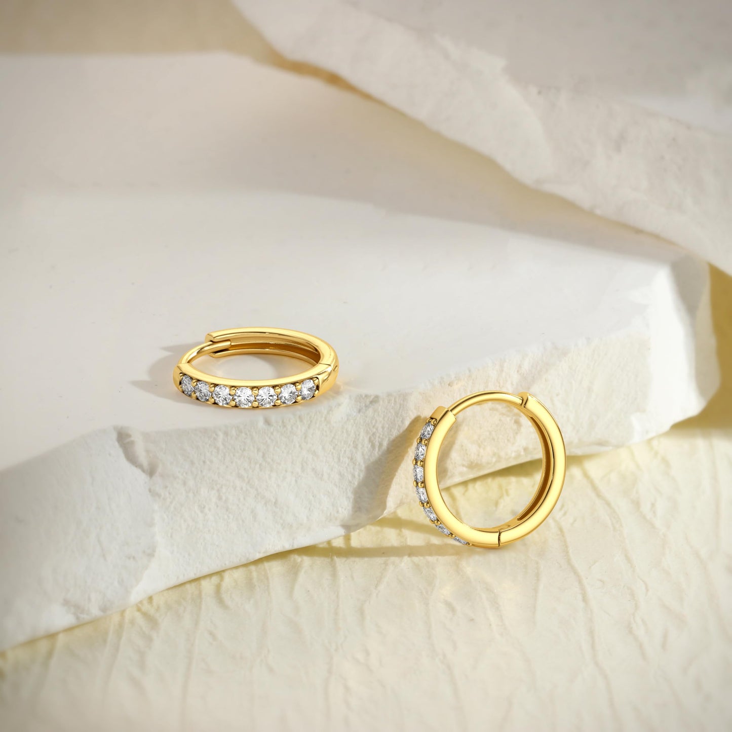 925 Sterling Silver Hypoallergenic Earrings Set for Multiple Piercing Dainty 14K Gold Plated Stud Huggie Small Hoop Earrings for Women Trendy Cute Earring Stacks for Sensitive Ears