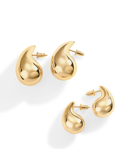 PAVOI 14K Gold Plated 925 Sterling Silver Post Teardrop Chunky Hoop Earrings | Lightweight Drop Earrings for Women | Designer Dupe Earrings