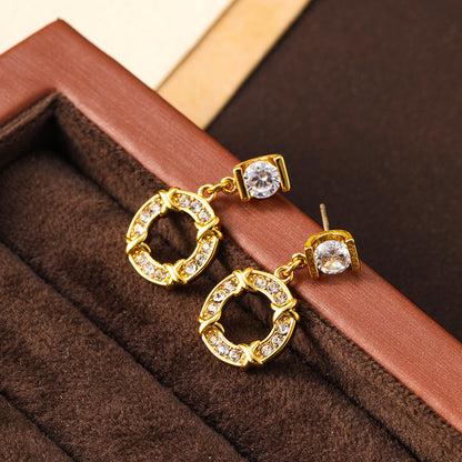Individuality cool style zircon earrings for women, niche design, temperament earrings, holiday style earrings