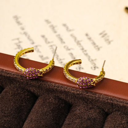 Original exquisite vintage oval spiral zircon earrings for women, niche design, high-end earrings silver needle