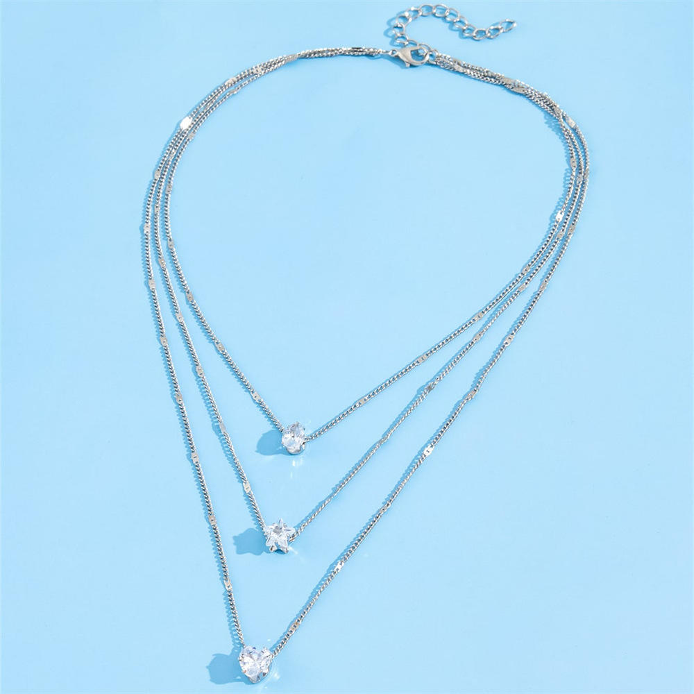 Hot Sle Bohemian Retro Gold Plated Crystal Multilayer Necklace Choker Heart Star Pendant Chain For Women