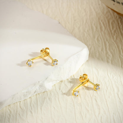 925 Sterling Silver Hypoallergenic Earrings Set for Multiple Piercing Dainty 14K Gold Plated Stud Huggie Small Hoop Earrings for Women Trendy Cute Earring Stacks for Sensitive Ears