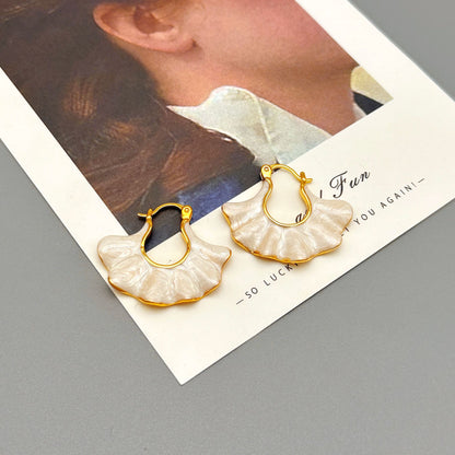 New handbag-shaped wave-patterned enamel earrings