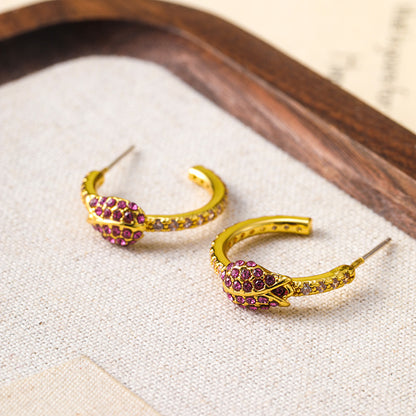 Original exquisite vintage oval spiral zircon earrings for women, niche design, high-end earrings silver needle