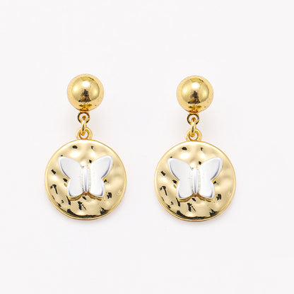 Gold and silver contrast butterfly earrings wholesale personalized niche retro earrings versatile earrings