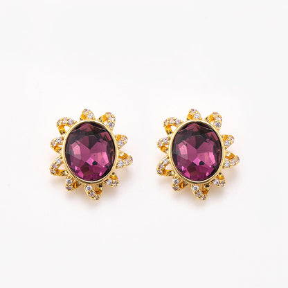 Original exquisite vintage oval spiral zircon earrings for women, niche design, high-end earrings silver needle