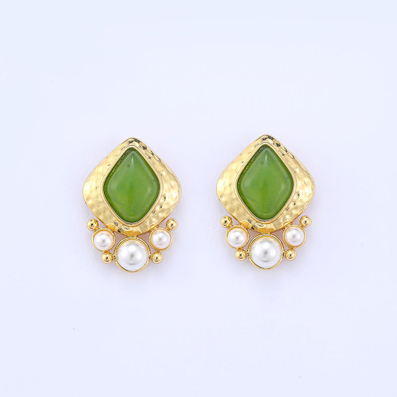 Retro light luxury exquisite earrings pearl earrings silver needle women niche high-end fashion temperament earrings