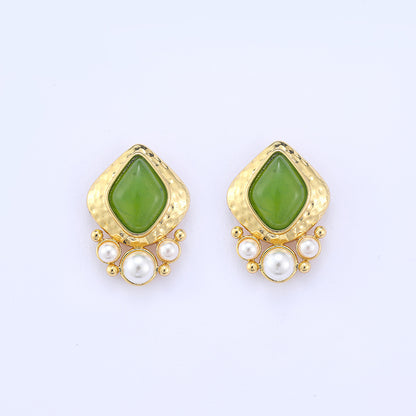 Retro light luxury exquisite earrings pearl earrings silver needle women niche high-end fashion temperament earrings