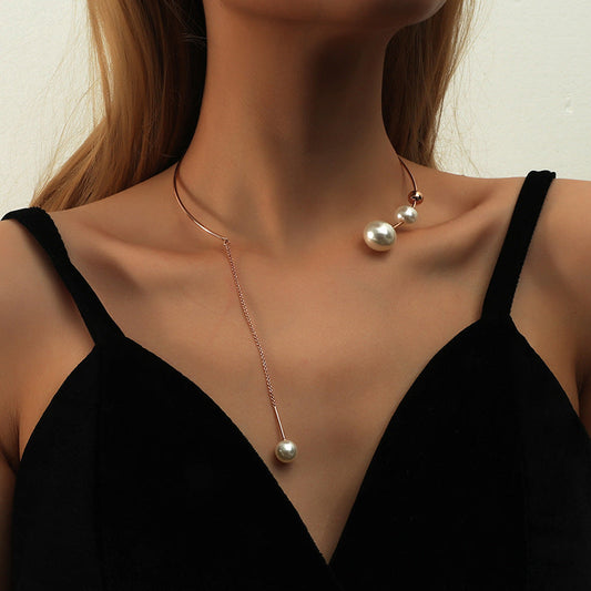 Exaggerated Fashion Pearl Necklace Feminine Style Versatile Pendant Trendy and Crowd Design Collar Jewelry