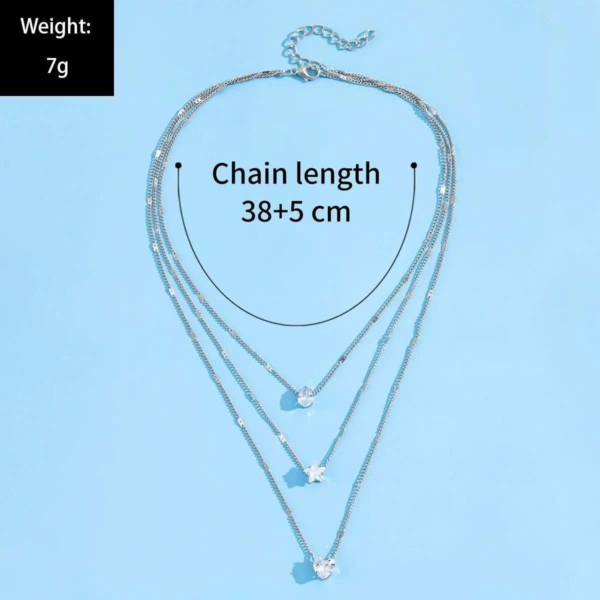 Hot Sle Bohemian Retro Gold Plated Crystal Multilayer Necklace Choker Heart Star Pendant Chain For Women