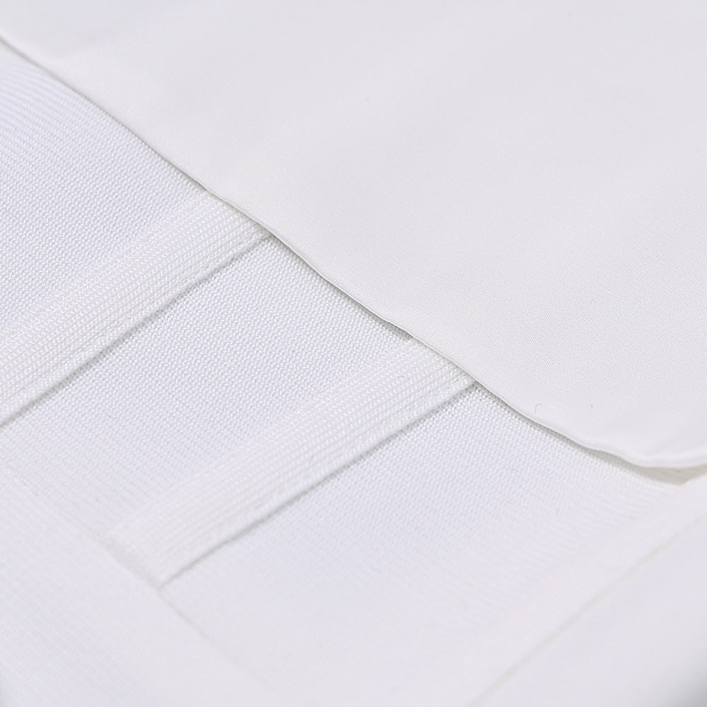 European and American tube top three-dimensional flower white bandage dress mesh sexy bow slim dress