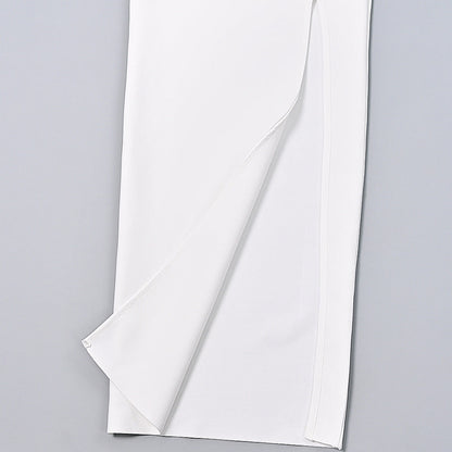 European and American tube top three-dimensional flower white bandage dress mesh sexy bow slim dress