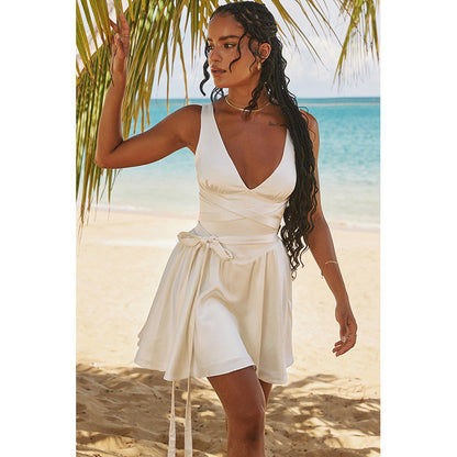 Chanel style backless V-neck sexy dress