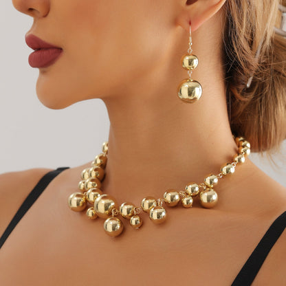 Big beads short collar female choker punk temperament beaded collar hot girl