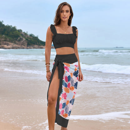 2025 new swimsuit ruffled three-piece bikini split bikini