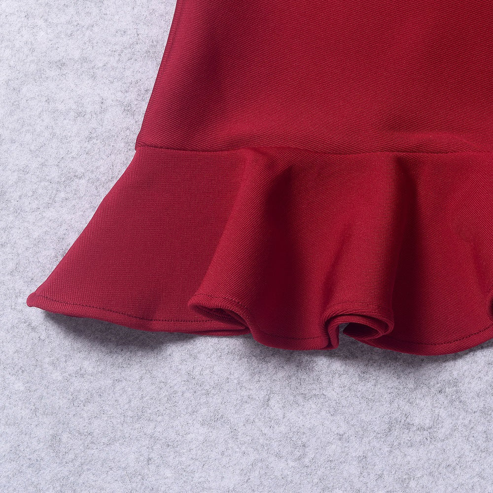 European and American wine red slim bandage fishtail skirt 2024 summer irregular elegant cross-border hip skirt dress women's clothing