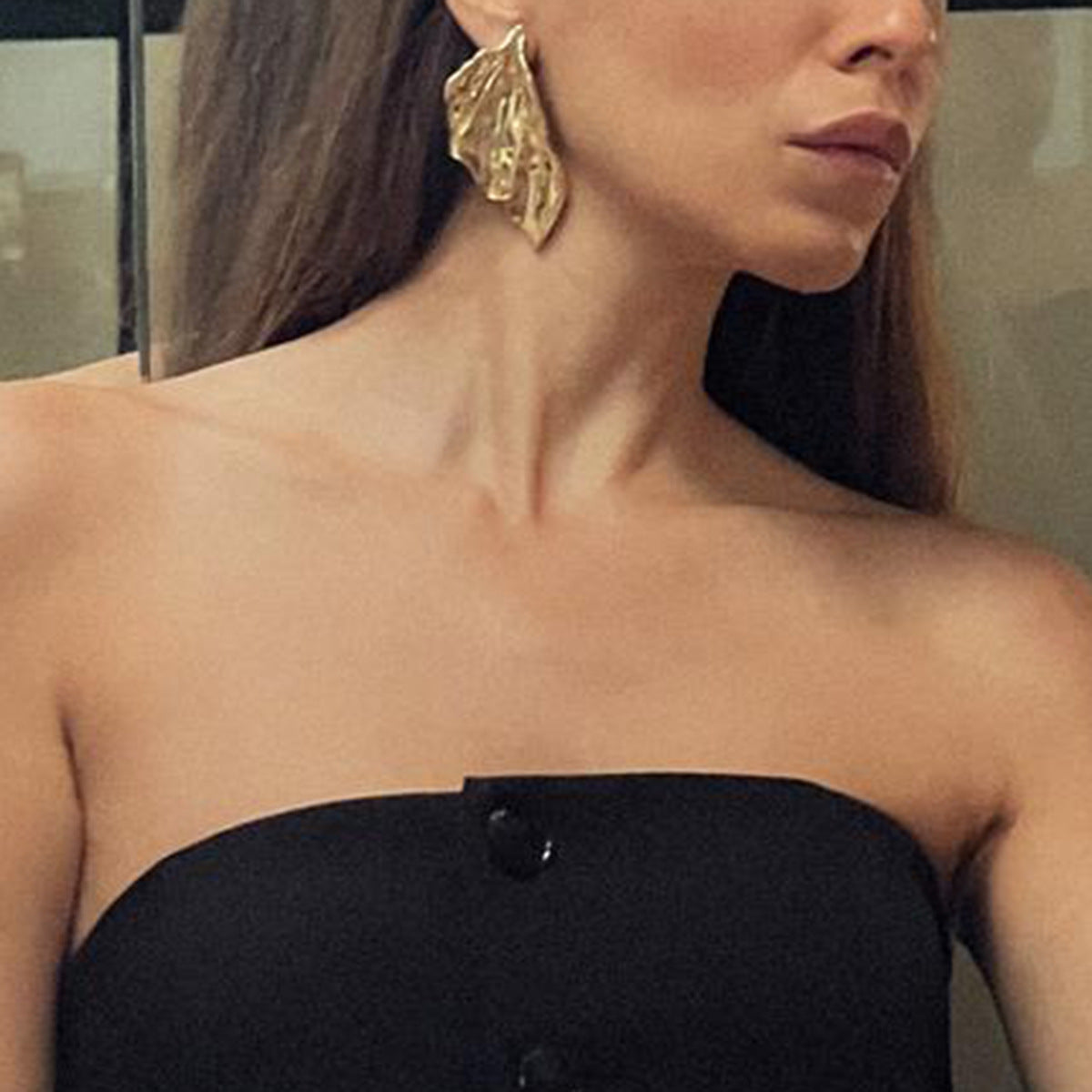 Vintage ZA Design Metal Style Leaf Earrings
