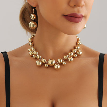 Big beads short collar female choker punk temperament beaded collar hot girl