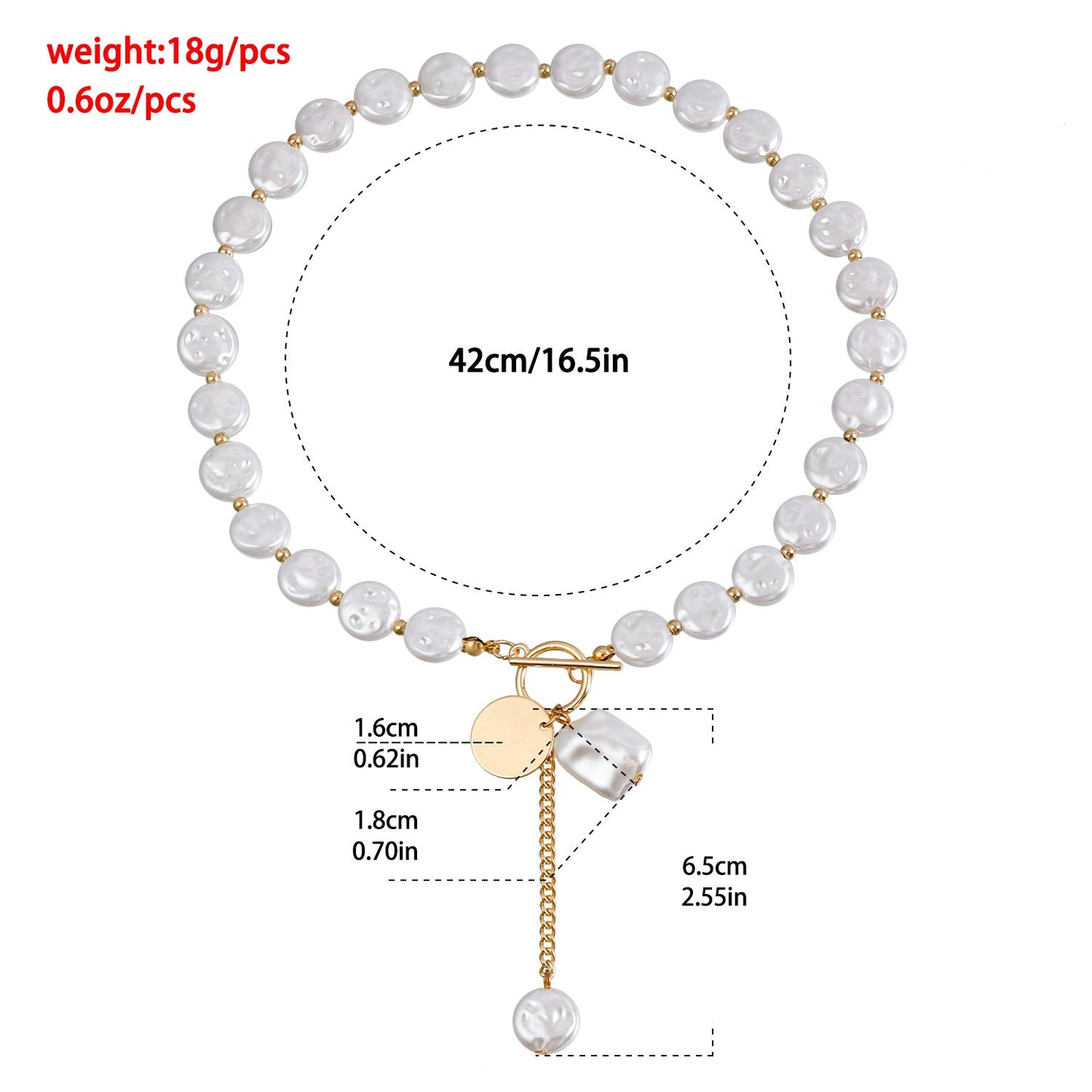 Simple single layer baroque imitation flat pearl necklace necklace cold style tassel sweater chain