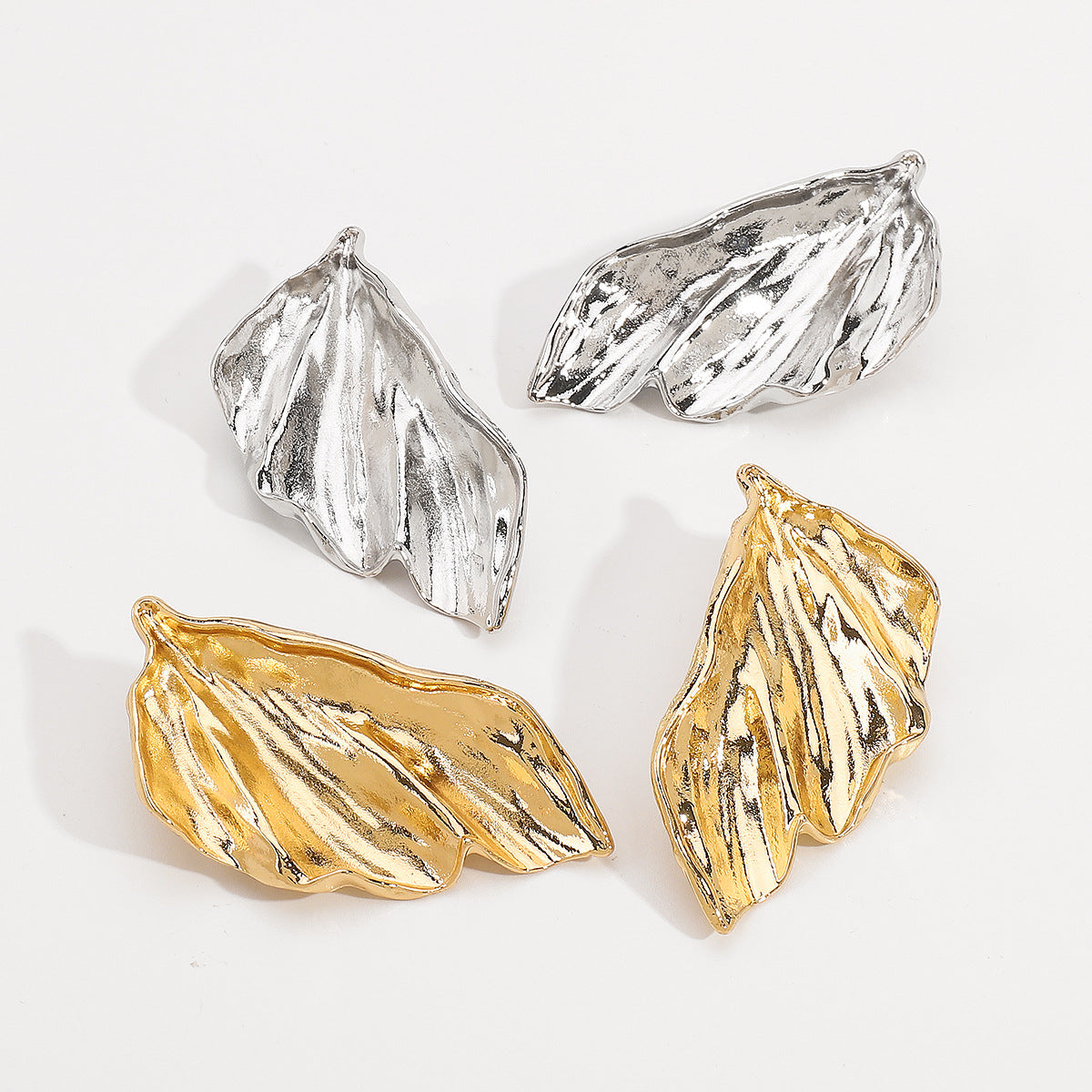 Vintage ZA Design Metal Style Leaf Earrings
