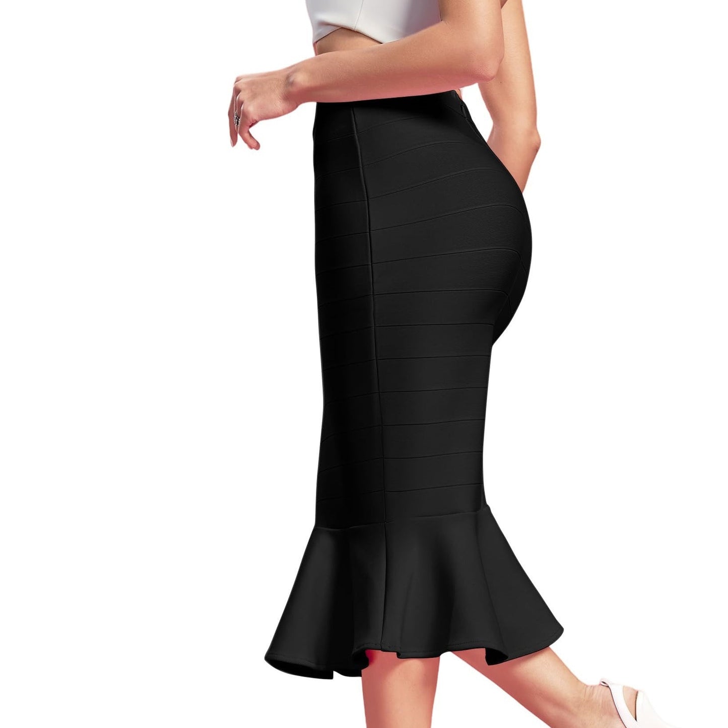 2024 new commuter elegant fishtail bandage skirt hip sexy French European and American style elastic