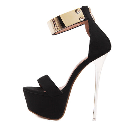 Summer waterproof platform nightclub party women's shoes one-strap large size stiletto sandals