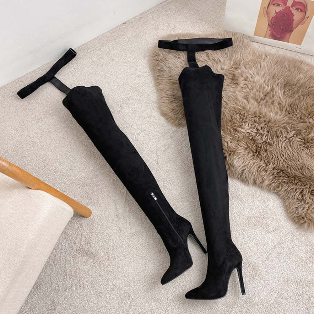 One-piece boots with stilettos and pointed toes, sexy over-the-knee pants boots, foreign trade large-size high-heeled long boots