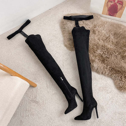 One-piece boots with stilettos and pointed toes, sexy over-the-knee pants boots, foreign trade large-size high-heeled long boots